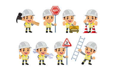 construction worker with different poses