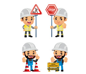 construction worker with different poses
