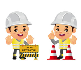 construction worker with different poses
