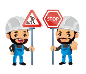 construction worker with different poses
