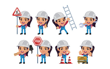 construction worker with different poses