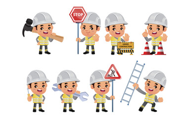 construction worker with different poses