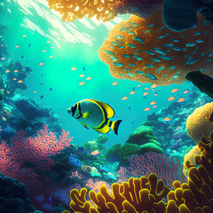 Fototapeta na wymiar tropical coral and fish