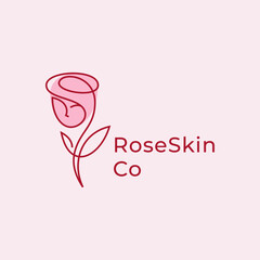 beauty rose flower with woman face design vector illustration custom logo design
