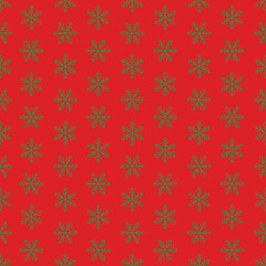 Christmas yellow snowflakes in seamless pattern, vector illustration