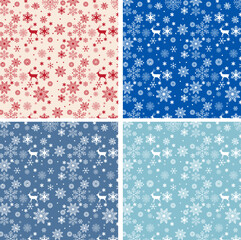Christmas Snowflake Pattern In Nordic Colors. Winter Holidays Theme Pattern Background Texture