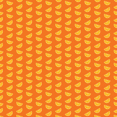Oranges on dark orange background in seamless pattern.