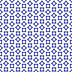 Blue Japanese symbol pattern on light white background in seamless pattern.