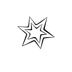 Obraz premium Vector outline star icon. Simple design element, clip art on theme of night sky, astronomy, space in doodle style. Hand drawn illustration.