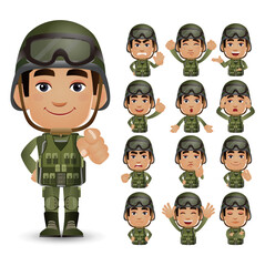 Cute Set - Set of army with different emotion
