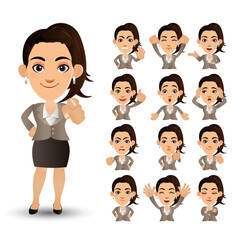 Cute Set - Set of business people with different emotion