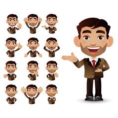 Cute Set - Set of business people with different emotion