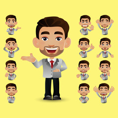Cute Set - Set of business people with different emotion