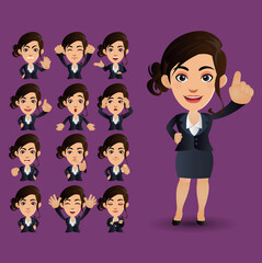 Cute Set - Set of business people with different emotion