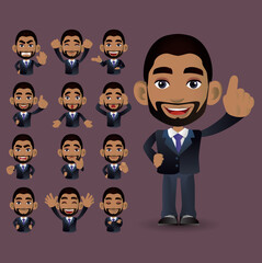 Cute Set - Set of business people with different emotion