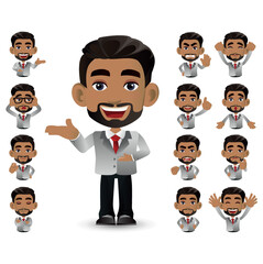 Fototapeta premium Cute Set - Set of business people with different emotion