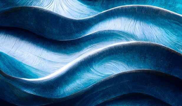 Abstract with blue waves background. Luxury wall paper design for prints, wall arts, home decoration, cover and packaging design