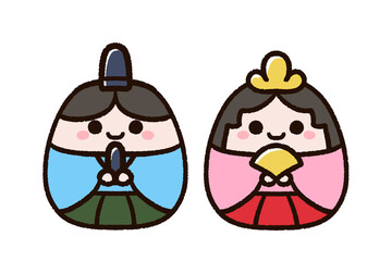 かわいいひな人形、お雛様とお内裏様