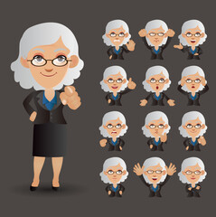 Cute Set - Set of old people with different emotion