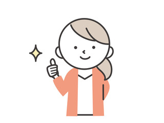 笑顔でグッドサインをする若い女性