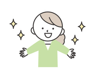 両手を広げて喜ぶ若い女性