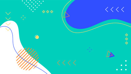 Modern abstract background with pastel blue memphis elements and retro-themed posters, banners and website landing pages.