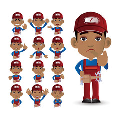 Cute Set - Set of worker with different emotions