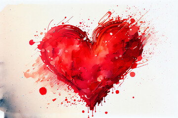Watercolor painted colorful heart background illustration