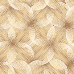 Seamless vector background with abstract  straw grunge stripe intersecting oval elements in beige, yellow, brown colors