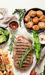 Assortment of healthy cooked meat.