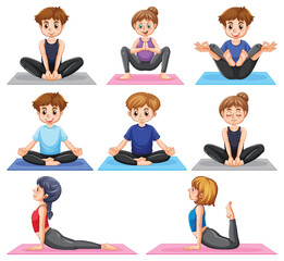 Set of yoga postures