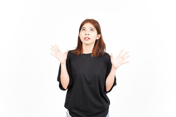 Think and Panic Gesture Of Beautiful Asian Woman Isolated On White Background