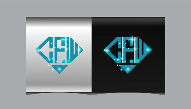 CFW Logo letter monogram with diamond shape design template.
