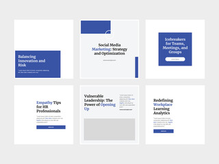 Blue Article Square Banner and Social Media Post Templates. Immerse your readers in a serene and informative experience with this cohesive design in soothing blue hues. 