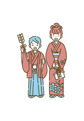 正月　着物　人物