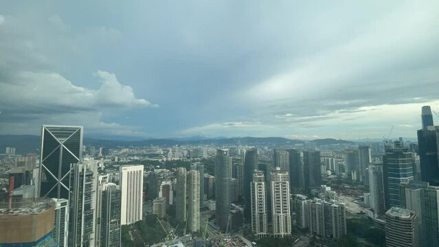 Kuala Lumpur skyscrapers from a bird's eye view, timelapse