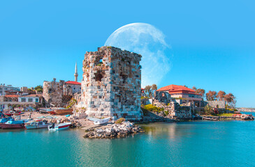 Yumurtalik (Ayas), Yumurtalik is one of the most beautiful coastal district with full moon - Adana, Turkey "Elements of this image furnished by NASA" © muratart
