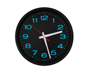 Black round clock  isolated on white background