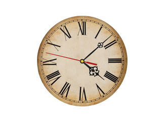 Fototapeta na wymiar Vintage round clock face isolated on white background