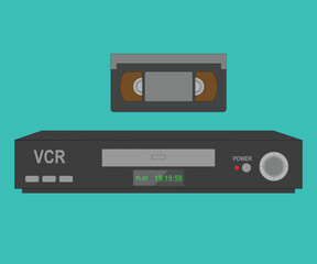vcr with vhs cassette vector