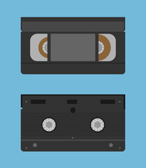 vhs video cassette complete illustration template both sides