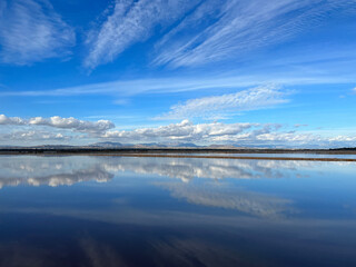 Fototapeta na wymiar Cloud reflection at the natural park de las Salinas de Santa pola