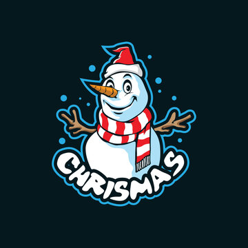 Snowman mascot logo design vector with modern illustration concept style for badge, emblem and t shirt printing. Smart snowman illustration for christmas.