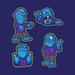 Zombie mascot logo design vector with modern illustration concept style for badge, emblem and t shirt printing. Smart zombie illustration mascot pack.