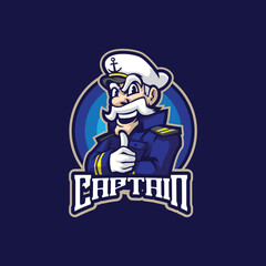 Captain mascot logo design vector with modern illustration concept style for badge, emblem and t shirt printing. Smart captain illustration for sport and esport team.