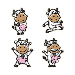 Cow mascot logo design vector with modern illustration concept style for badge, emblem and t shirt printing. Smart cow illustration mascot pack.