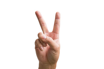 Victory or peace sign or number two hand sign. Isolated. 