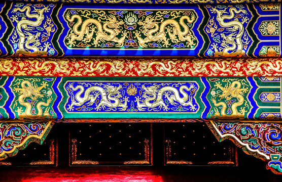 Golden Dragon Decorations Gugong Forbidden City Palace Beijing China