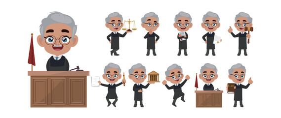 Set of judge with different poses
