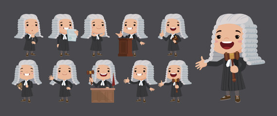 Set of judge with different poses 